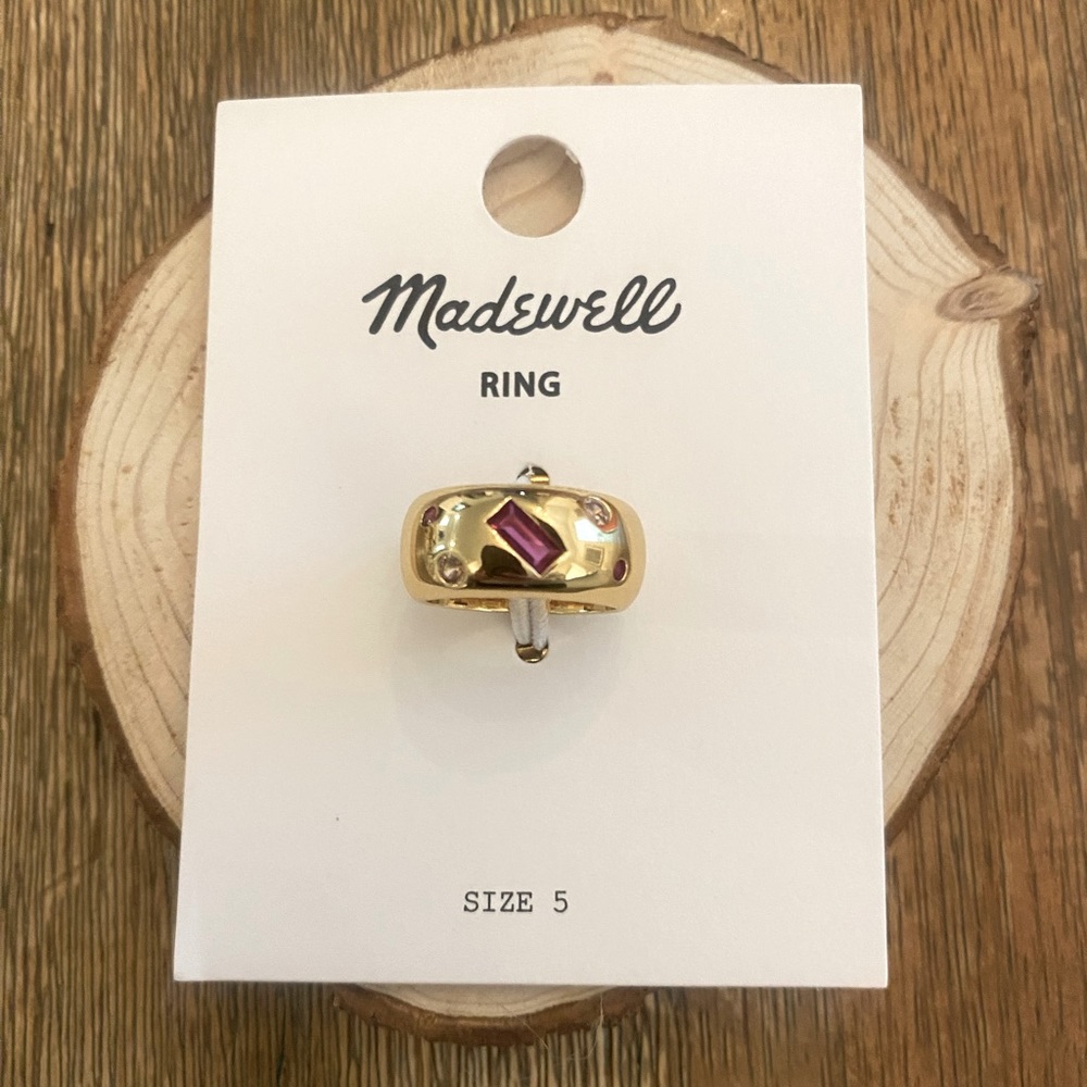 Brand New. Never worn. Madewell Ring with inset Stones. Beautiful. Size 5